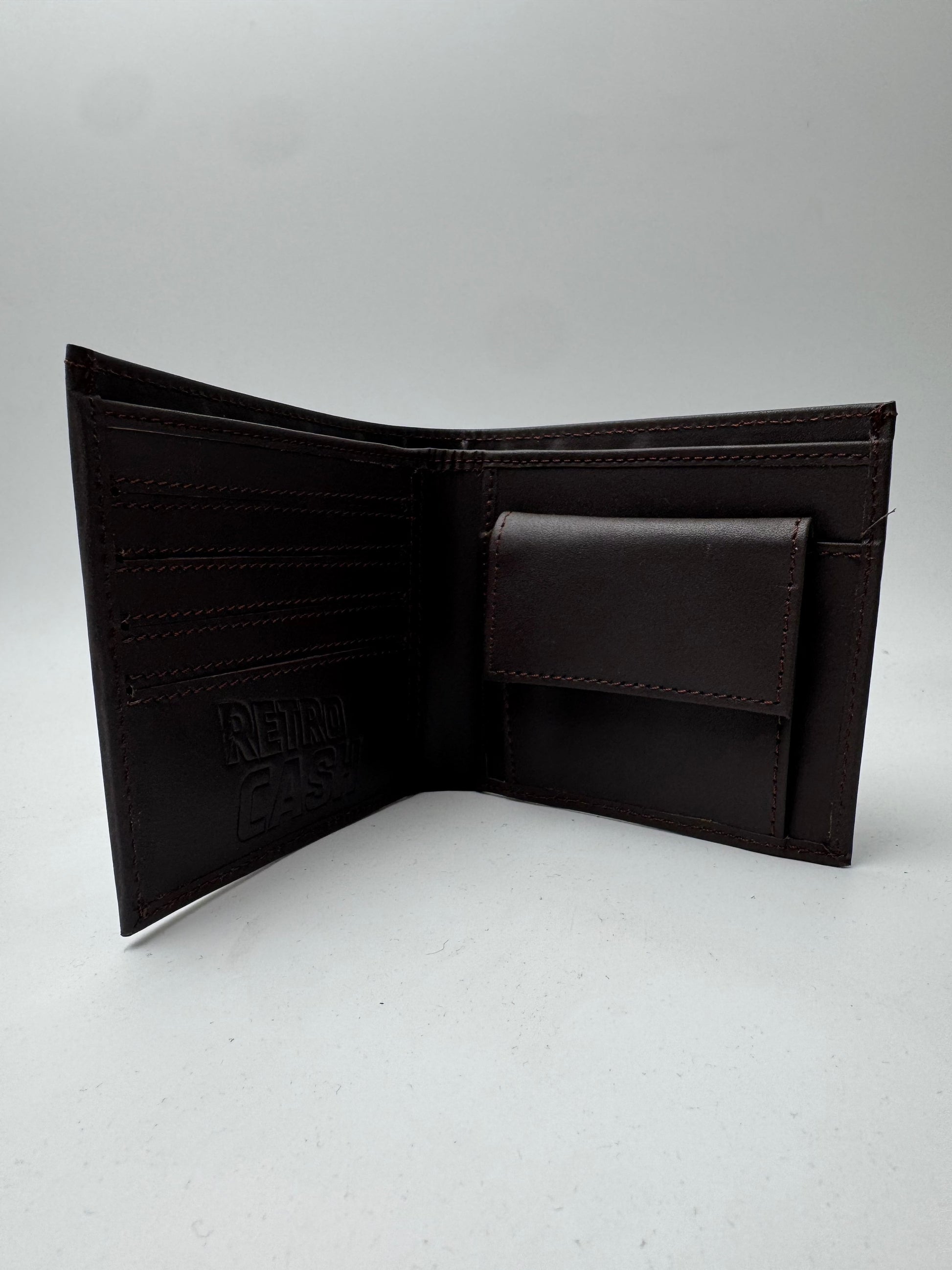 Portefeuille Retro Cash officiel – 100% cuir – Marron foncé texturé – Avec boîte Retro Cash
