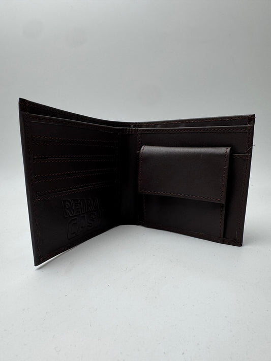 Portefeuille Retro Cash officiel – 100% cuir – Marron foncé texturé – Avec boîte Retro Cash