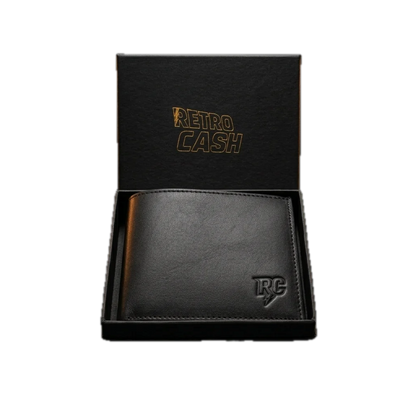 Portefeuille Retro Cash officiel – 100% cuir – Marron foncé texturé – Avec boîte Retro Cash